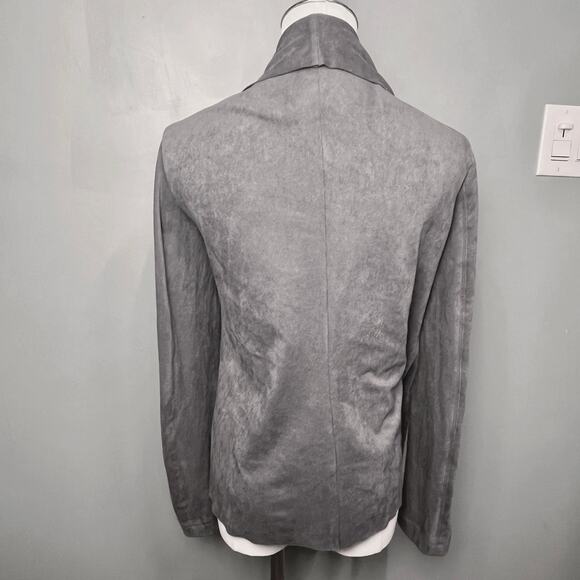 Dana Buchman Gray Faux Suede Draped Open Front Jacket Medium - Picture 9 of 10